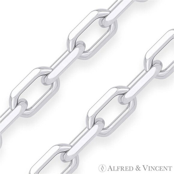 3.7mm D-Cut Anchor Cable Link Chain Necklace in Solid .925 Sterling Silver - 22" - Picture 2 of 2
